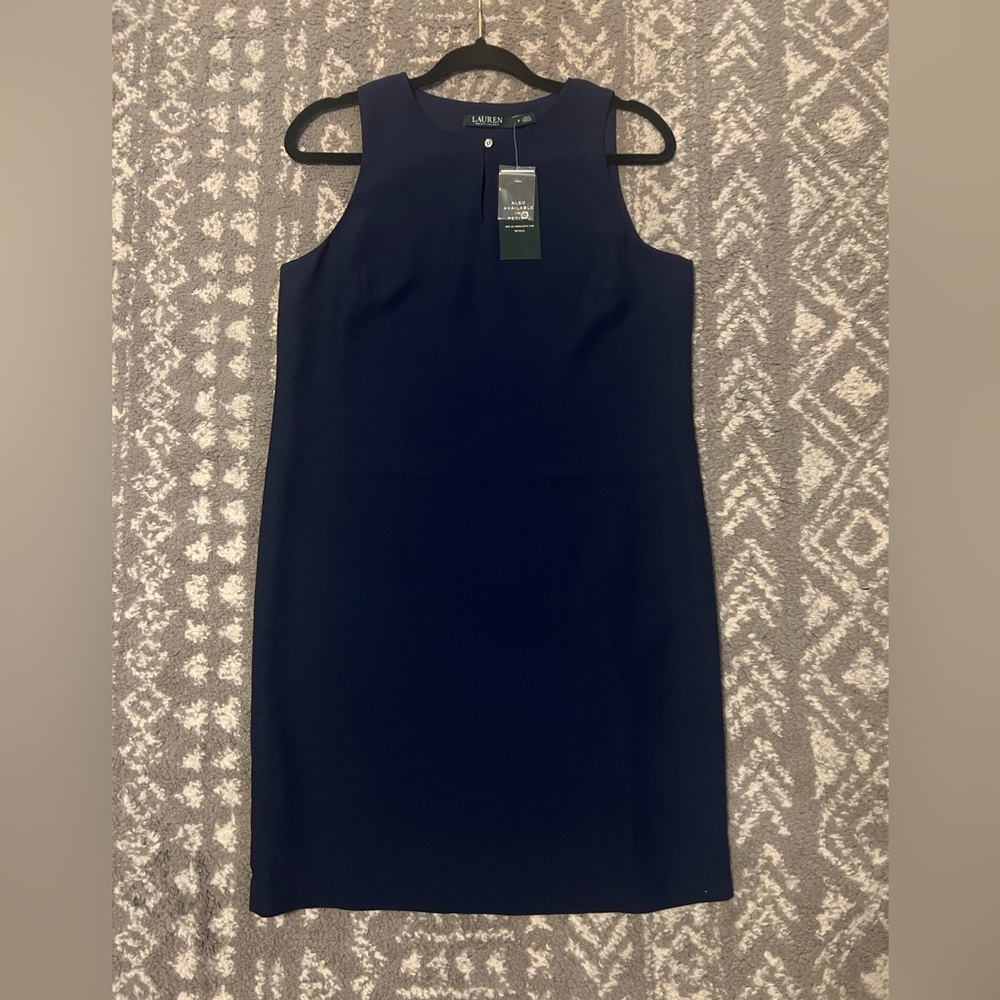 NWT Lauren Ralph Lauren Classic Navy sleeveless dress size 6 (W131) - Picture 7 of 11